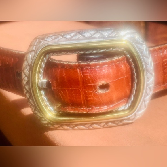 Brighton Marcus Two-Tone Reversible Twist Belt Convertible Brown Black Silver - Picture 4 of 12